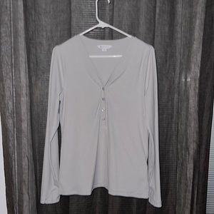 Athleta long sleeve, Henley stone/gray in color